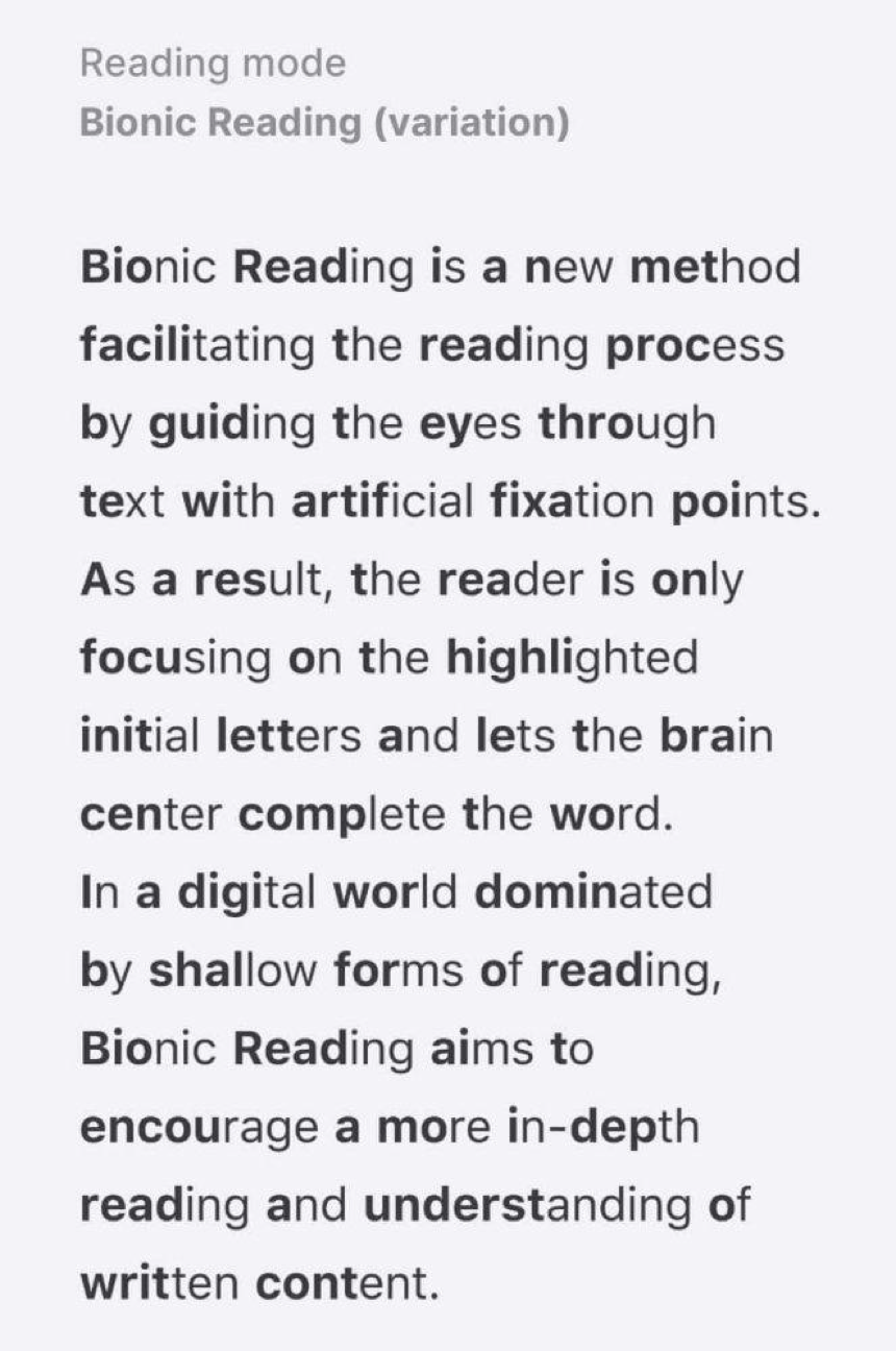 Bionic Reading Sample Text
